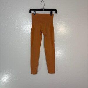 NVGTN Pants Womens XS Rust Orange Seamless Ribbed High Waisted Leggings Gym Yoga